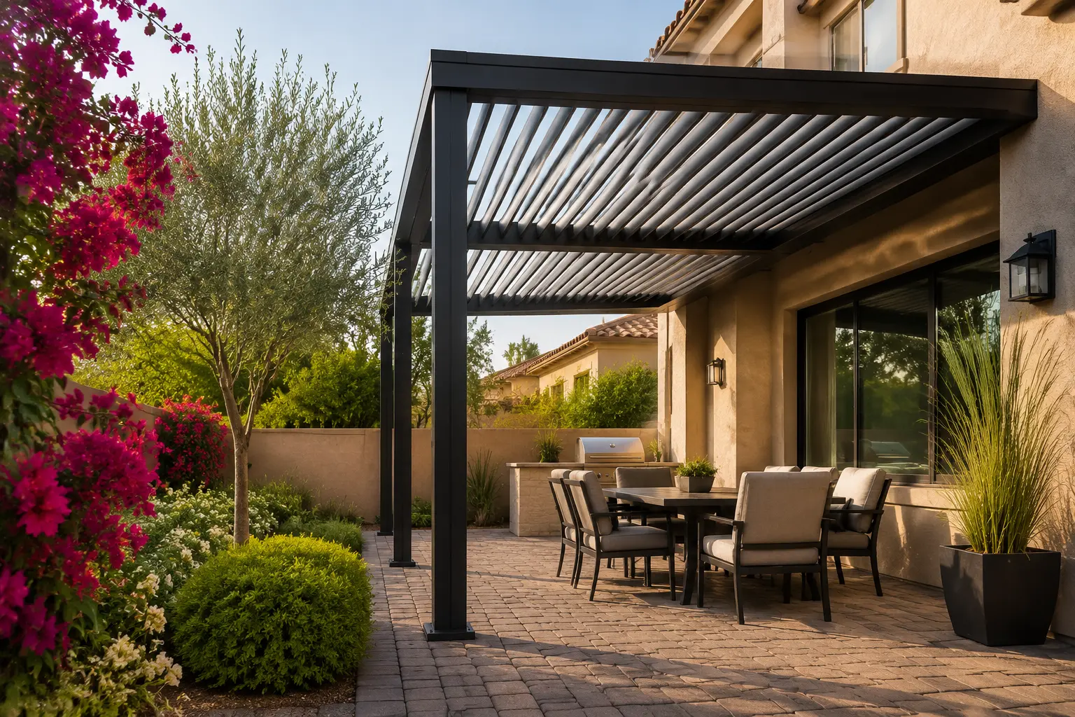 Professionally assembled backyard pergola in Phoenix, Arizona