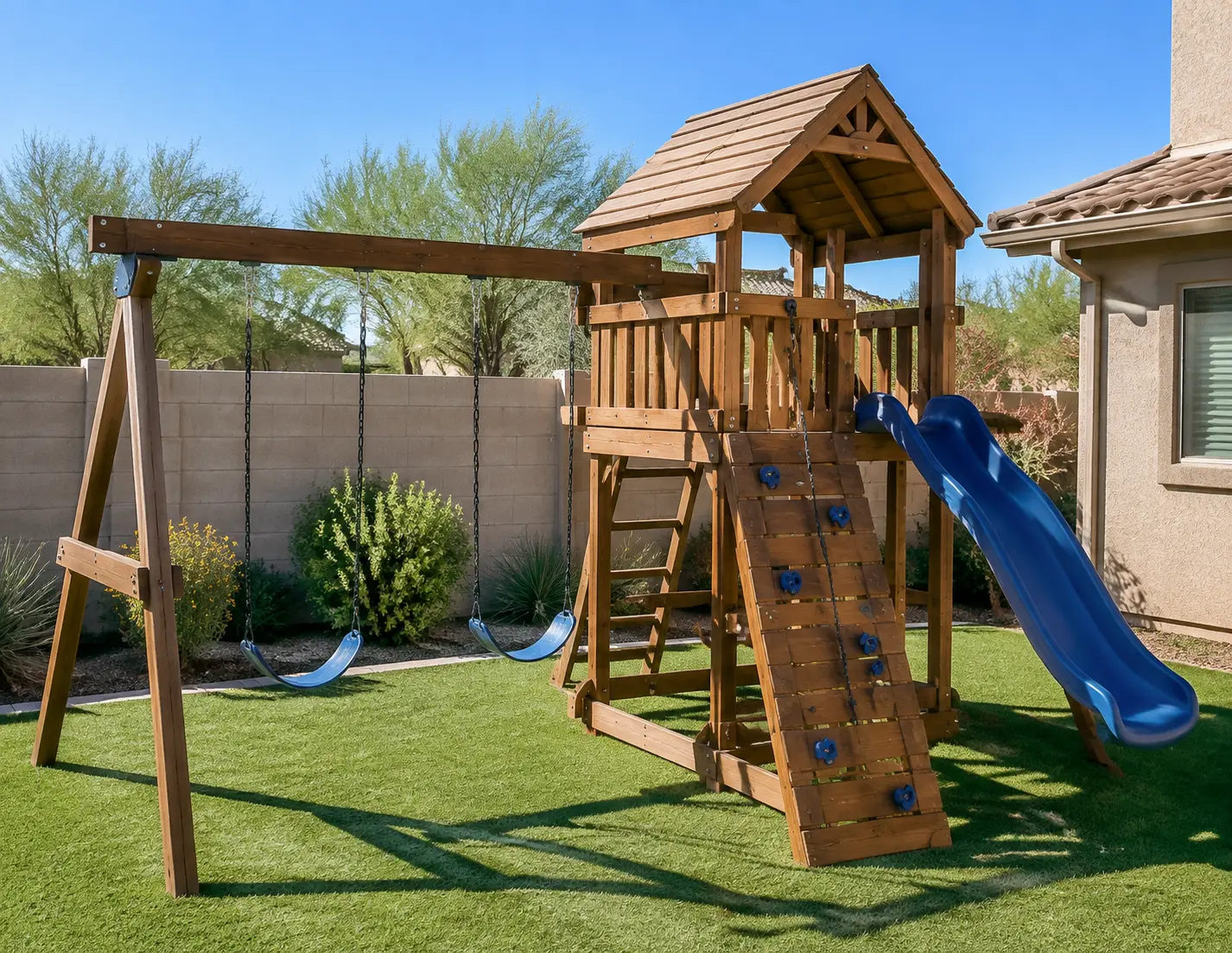 Professionally assembled home gym playset in Phoenix, Arizona